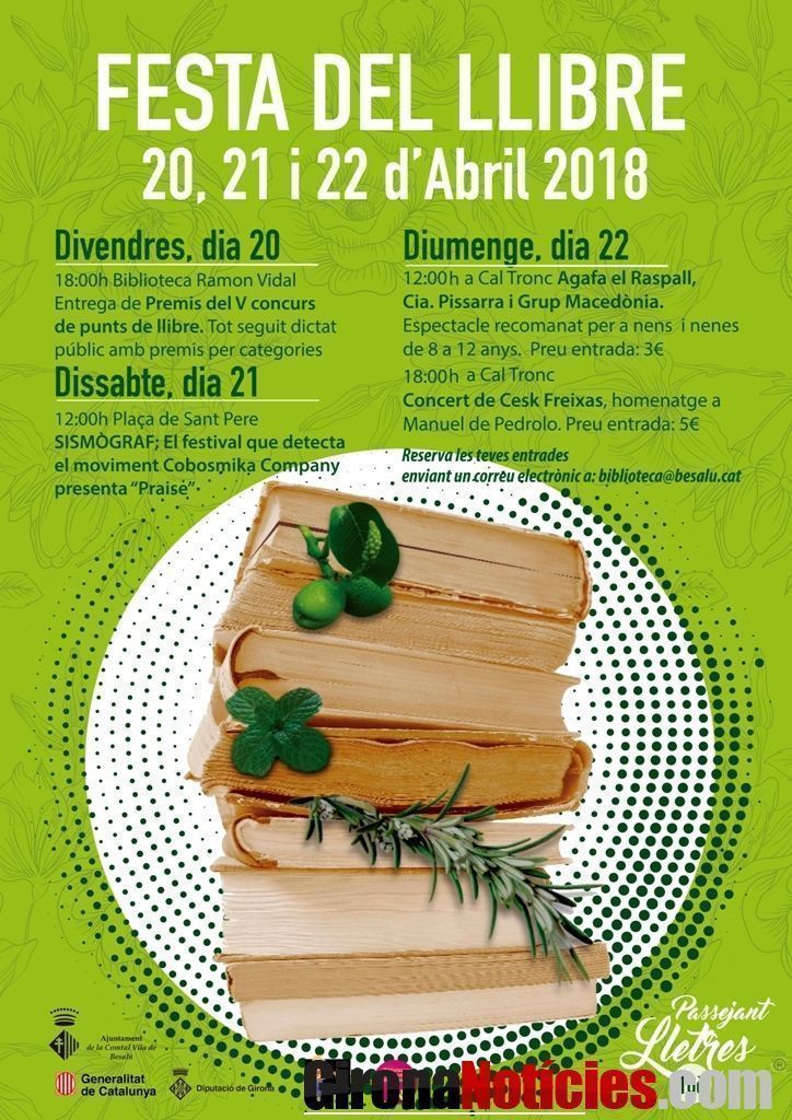 20,21 i 22 d'abril Festa del llibre a Besal� 'Passejant Lletres'