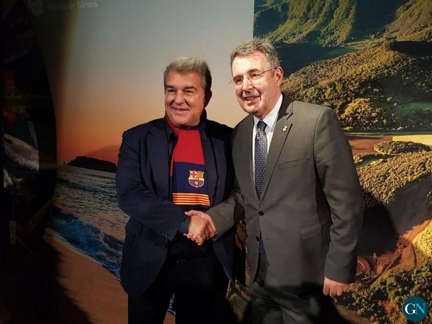 Miquel Noguer i el president del FC Barcelona a Anvers 