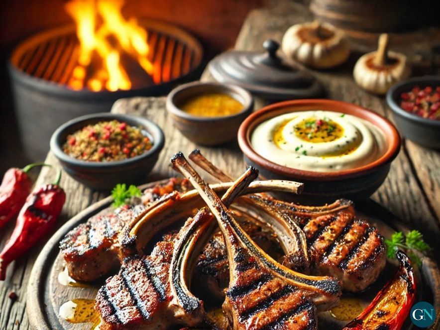 Costelles de xai a la brasa amb allioli 
