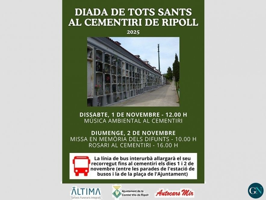 Diada de Tots Sants al cementiri de Ripoll 